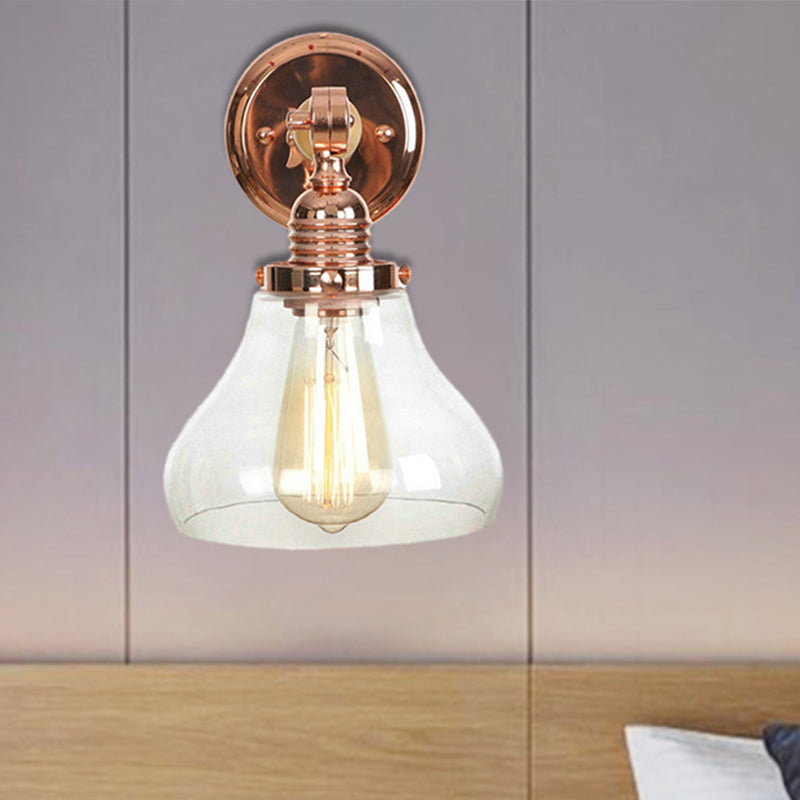 Avtoit | Pear-shaped living room wall lamp vintage clear glass 1 light rose gold wall lamp