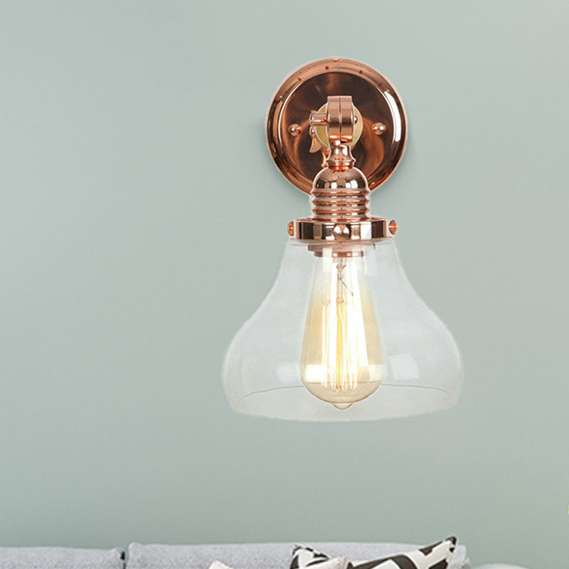 Avtoit | Pear-shaped living room wall lamp vintage clear glass 1 light rose gold wall lamp