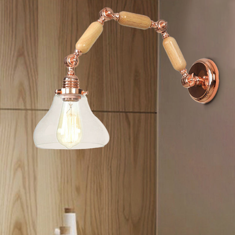 Avtoit | 1 Bulb Wall Lamp with Cone Shade Clear Glass Industrial Living Room Wall Light Lighting