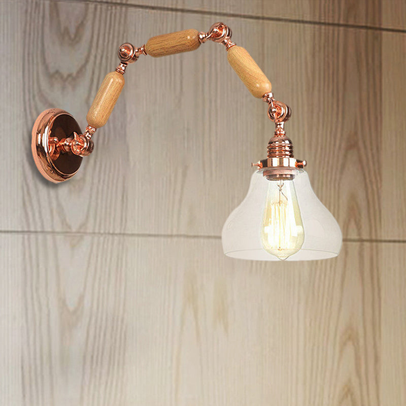 Avtoit | 1 Bulb Wall Lamp with Cone Shade Clear Glass Industrial Living Room Wall Light Lighting