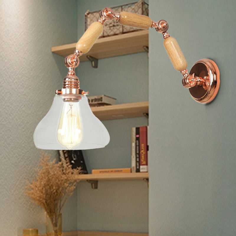 Avtoit | 1 Bulb Wall Lamp with Cone Shade Clear Glass Industrial Living Room Wall Light Lighting