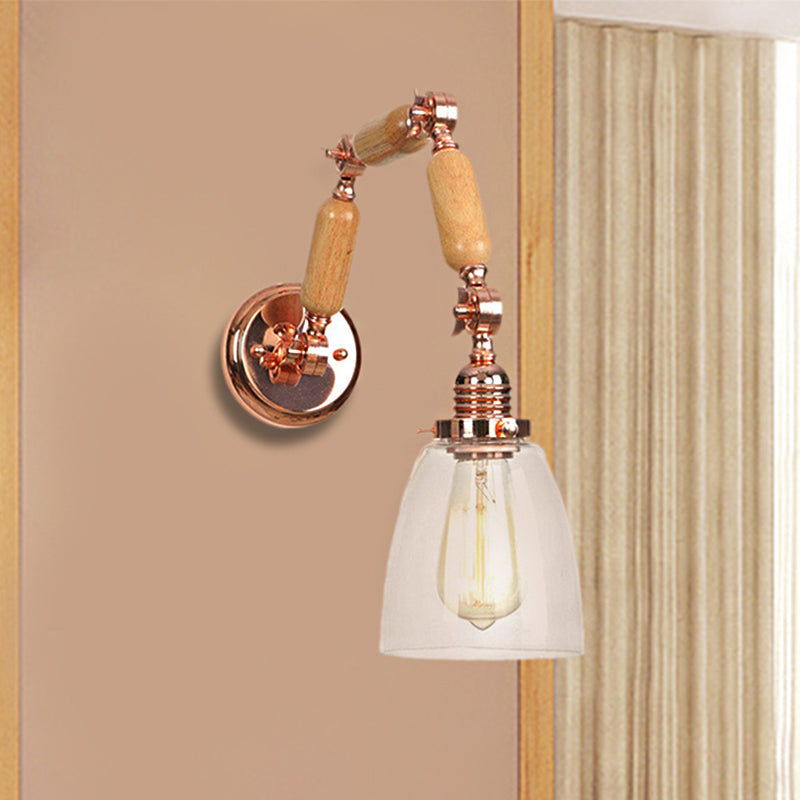 Avtoit | Rose Gold Single Light Concept Light Antique Clear Glass Tapered Lighting Fixture with Rotatable Arm
