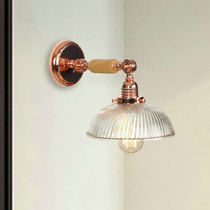 Avtoit | A bulb ribbed glass wall lamp farmhouse rose gold arched bedroom wall lamp