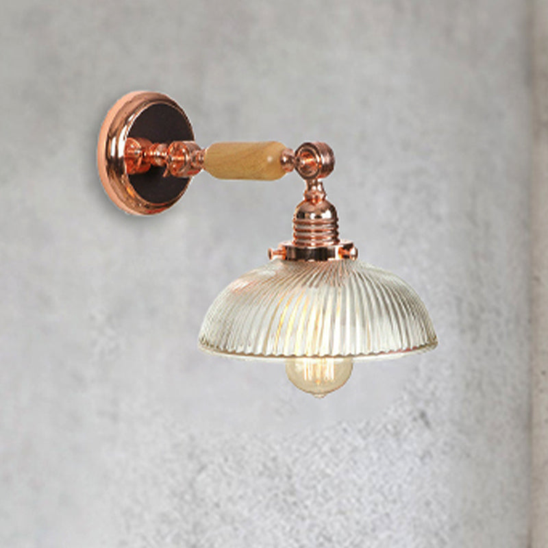 Avtoit | A bulb ribbed glass wall lamp farmhouse rose gold arched bedroom wall lamp