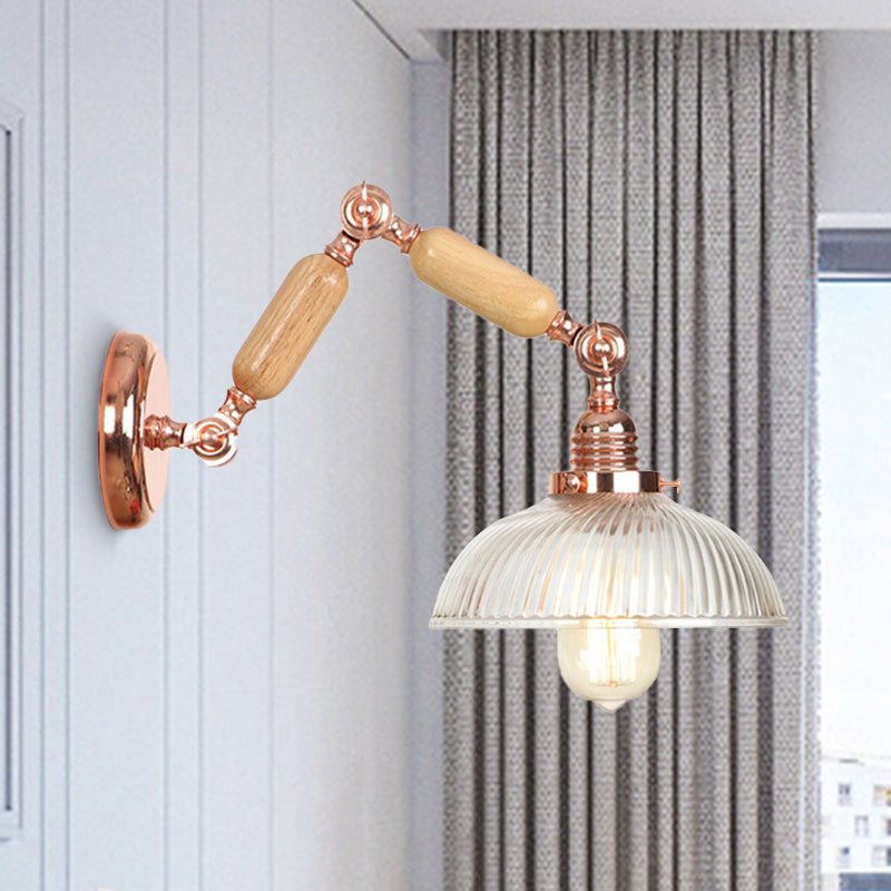 Avtoit | 1 Light Prismatic Glass Wall Lamp Light Vintage Rose Gold Room Bedroom Lighting Fixture with Extendable Arm