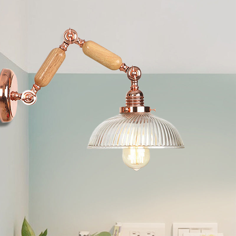 Avtoit | 1 Light Prismatic Glass Wall Lamp Light Vintage Rose Gold Room Bedroom Lighting Fixture with Extendable Arm