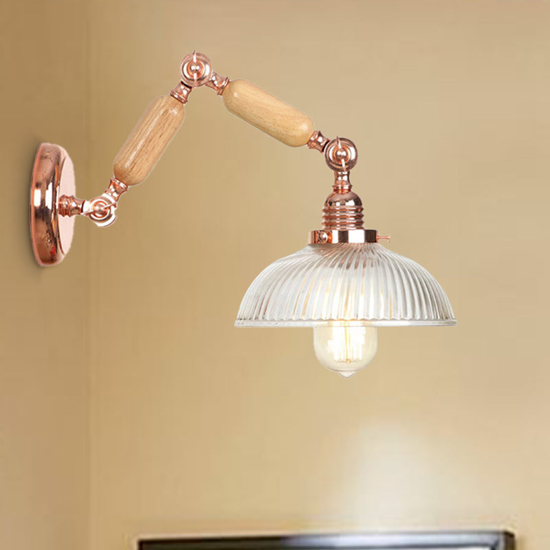 Avtoit | 1 Light Prismatic Glass Wall Lamp Light Vintage Rose Gold Room Bedroom Lighting Fixture with Extendable Arm