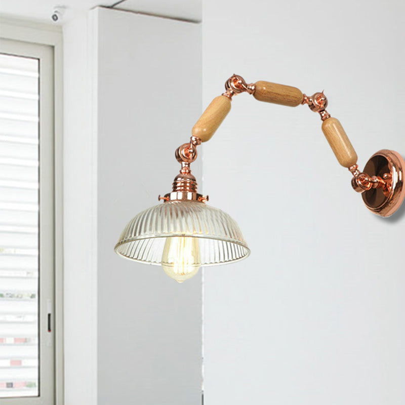 Avtoit | A wall lamp with a bowl shade ribbed glass vintage style living room wall light fixture