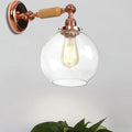 Avtoit | Orb Shade Clear Glass Wall Lamp Industrial Single Bulb Living Room Wall Light in Rose Gold