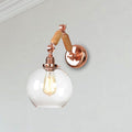 Avtoit | 1 Bulb Globe Wall Mounted Light Fixture Rustic Rose Gold Clear Glass Lighting with Retractable Arm