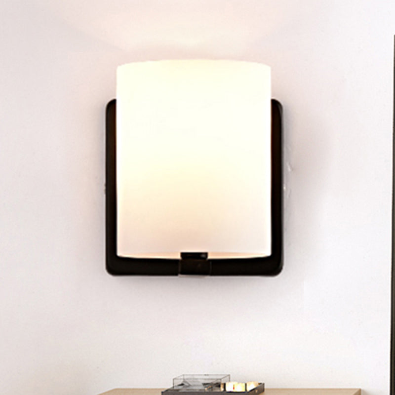 Avtoit | White Umbrella Wall Light with Black Base 1 Light Modern Style Milk Glass Wall Light for the Living Room