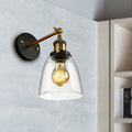 Avtoit | Tapered Bedroom Wall Light Lighting Decoration Rustic Clear Glass 1 Light Black Wall Lamp with Plug Cable