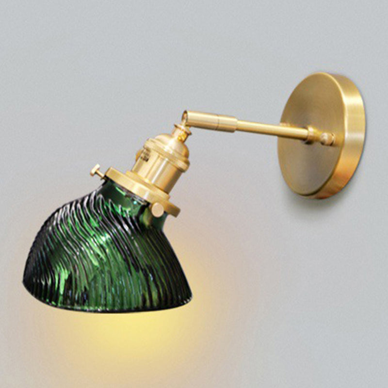 Avtoit | Rotatable Wall Light for Adults Bedroom Metal Single Light Green and Brass Wall Lamp
