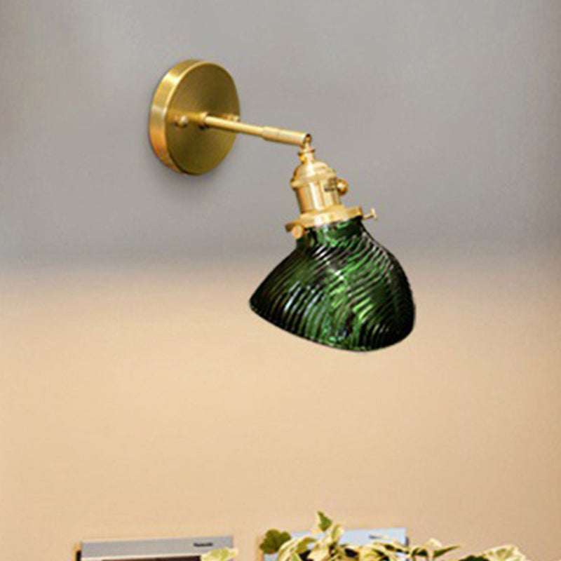 Avtoit | Rotatable Wall Light for Adults Bedroom Metal Single Light Green and Brass Wall Lamp