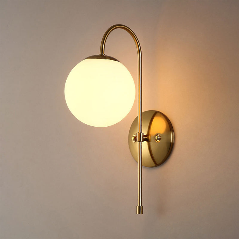 Avtoit | Brass Globe Wall Lamp Modern Opal Glass 1 Light Coffee House Wall Lamp Fixture