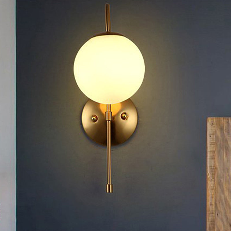 Avtoit | Brass Globe Wall Lamp Modern Opal Glass 1 Light Coffee House Wall Lamp Fixture
