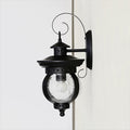 Avtoit | 1 Light Seedy Glass Wall Light Rustic Black Lantern Bedroom Lighting Fixture
