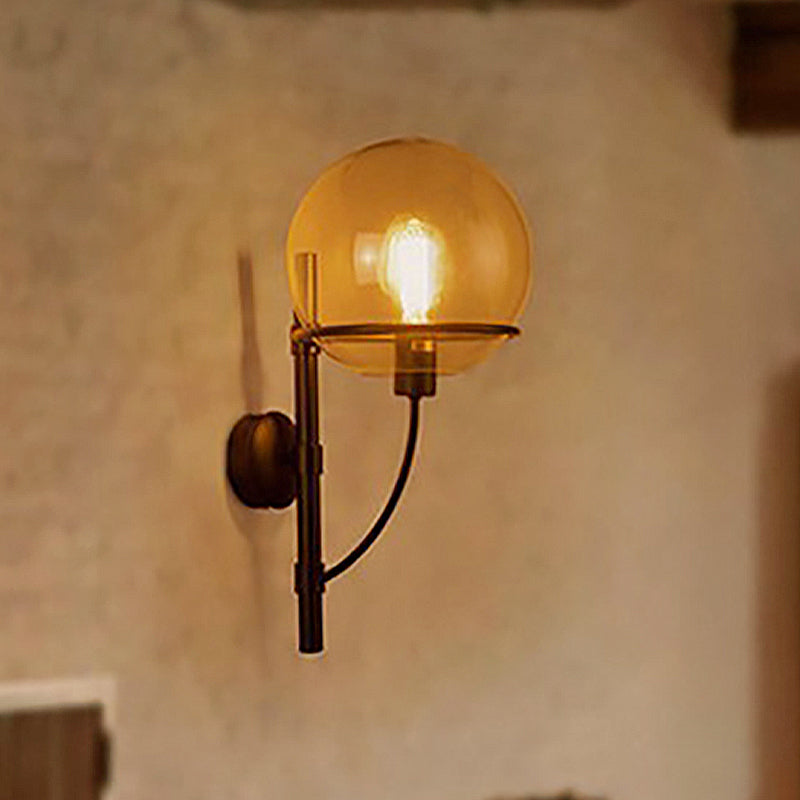 Avtoit | 1 Light Globe Wall Lamp Light Fixture Industrial Black Clear Glass Wall Lamp for Coffee Shop