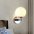 Avtoit | Chrome/Gold Round Wall Light Industrial Opal Glass 1 Light Bedroom Wall Lamp Fixture