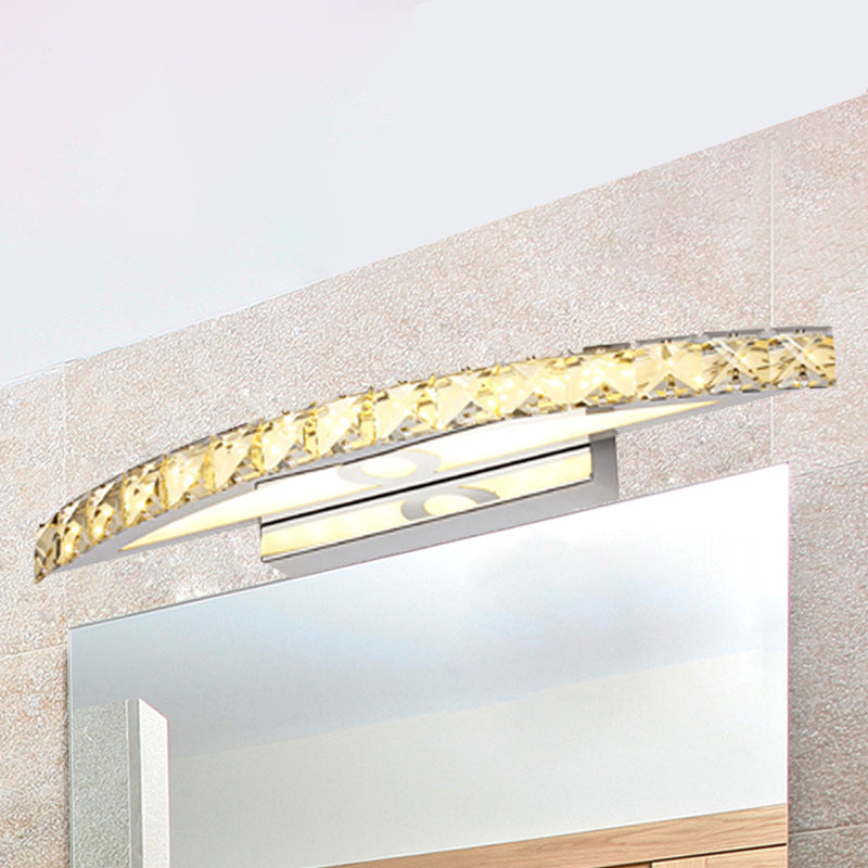 Avtoit | Flared Vanity Lighting Modern Style Clear/Champagne Crystal 17"/21" W LED Wall Lamp, Warm/White Light