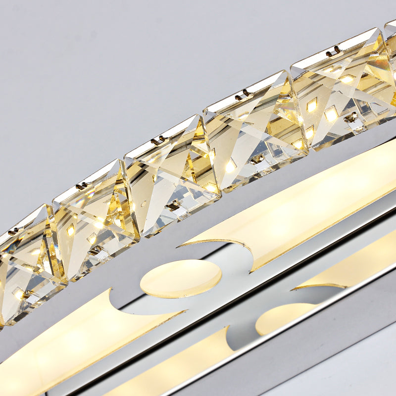 Avtoit | Flared Vanity Lighting Modern Style Clear/Champagne Crystal 17"/21" W LED Wall Lamp, Warm/White Light