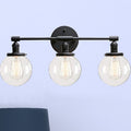 Avtoit | Black 3 Light Wall Lamp Industrial Clear Glass Bubble Shade Lighting Fixture for Outdoor Areas