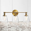 Avtoit | 3-Bulb Cone Wall Mount Light Fixture Industrial Brass Clear Glass Lighting for Restaurant