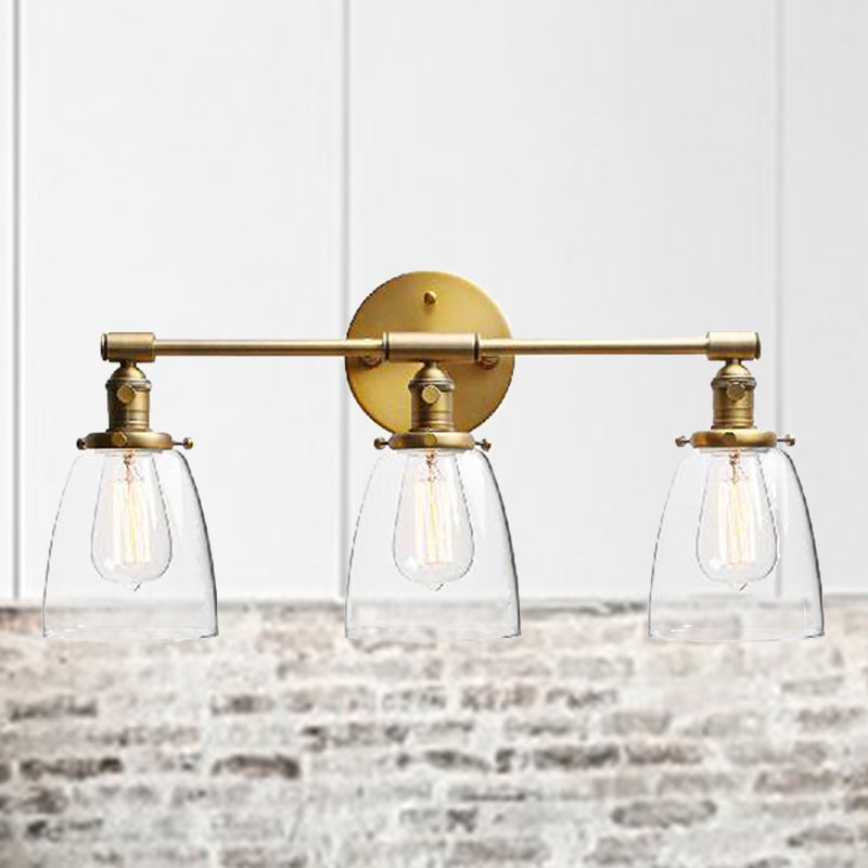 Avtoit | 3-Bulb Cone Wall Mount Light Fixture Industrial Brass Clear Glass Lighting for Restaurant