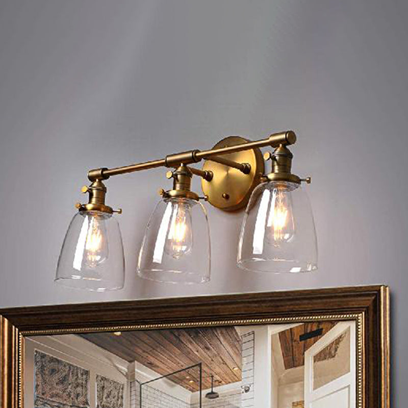 Avtoit | 3-Bulb Cone Wall Mount Light Fixture Industrial Brass Clear Glass Lighting for Restaurant