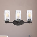 Avtoit | 3-Bulb Seed Glass Wall Light Industry Black Cylinder Dining Room Wall Lamp in Clear