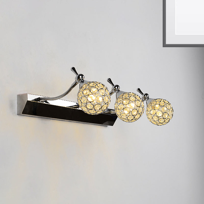 Avtoit | Orbit Wall Light Sconce Modernist Stylish Clear Crystal 3/4 Lights Black Surface Cosmetic Mirror Light, Warm/White Light