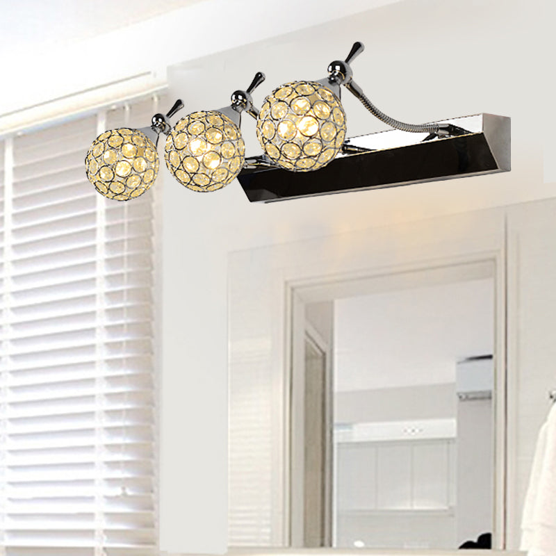 Avtoit | Orbit Wall Light Sconce Modernist Stylish Clear Crystal 3/4 Lights Black Surface Cosmetic Mirror Light, Warm/White Light