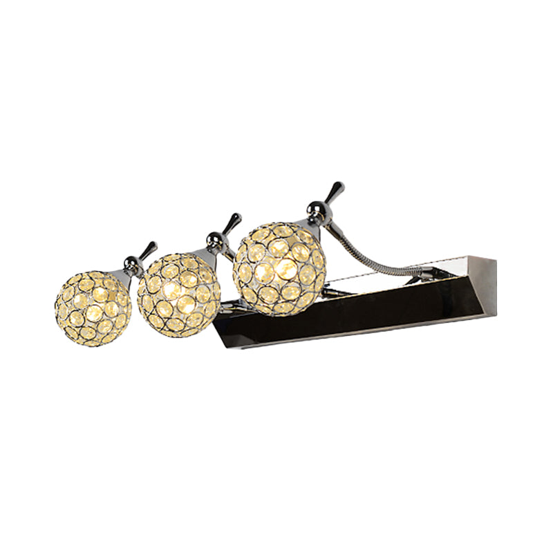 Avtoit | Orbit Wall Light Sconce Modernist Stylish Clear Crystal 3/4 Lights Black Surface Cosmetic Mirror Light, Warm/White Light