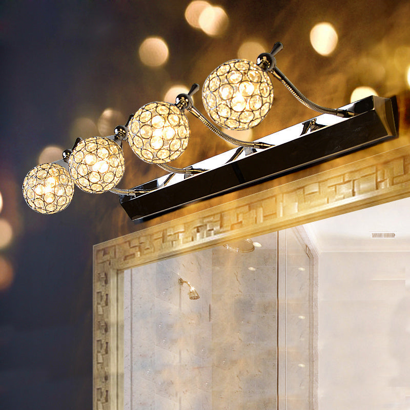 Avtoit | Orbit Wall Light Sconce Modernist Stylish Clear Crystal 3/4 Lights Black Surface Cosmetic Mirror Light, Warm/White Light