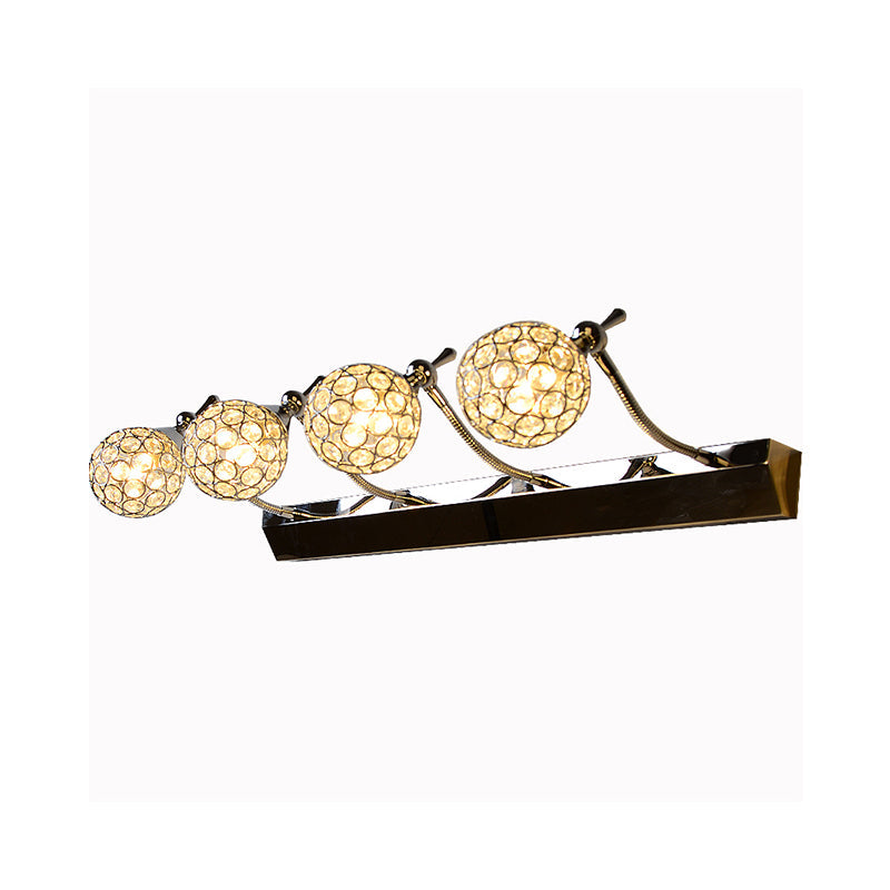 Avtoit | Orbit Wall Light Sconce Modernist Stylish Clear Crystal 3/4 Lights Black Surface Cosmetic Mirror Light, Warm/White Light