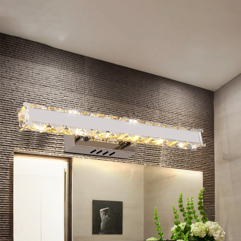 Avtoit | 11.5"/16.5" Width Rectangular Vanity Mirror Light Modern Style Clear Crystal LED White Wall Sconce for Bathroom