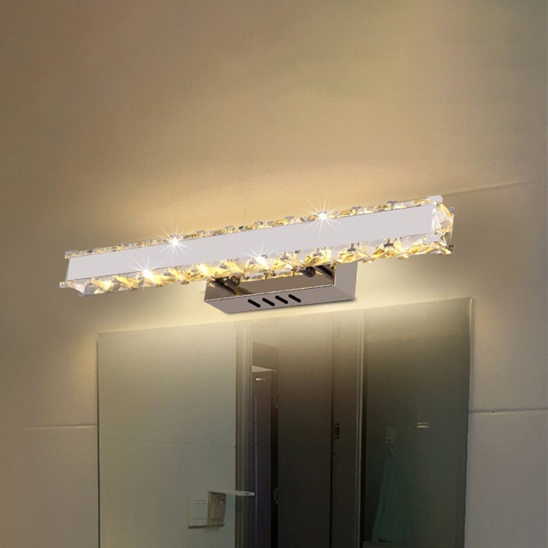Avtoit | 11.5"/16.5" Width Rectangular Vanity Mirror Light Modern Style Clear Crystal LED White Wall Sconce for Bathroom