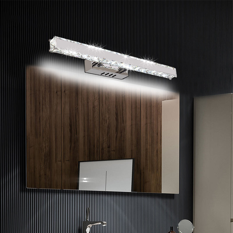 Avtoit | 11.5"/16.5" Width Rectangular Vanity Mirror Light Modern Style Clear Crystal LED White Wall Sconce for Bathroom