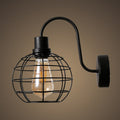 Avtoit | 1 Bulb Wall Light Retro Style Wire Global Cage Metal Wall Light in Black for Living Room
