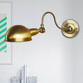 Avtoit | Brass 1 Head Wall Light Vintage Metal Dome Shade Wall Lamp with Gooseneck Arm