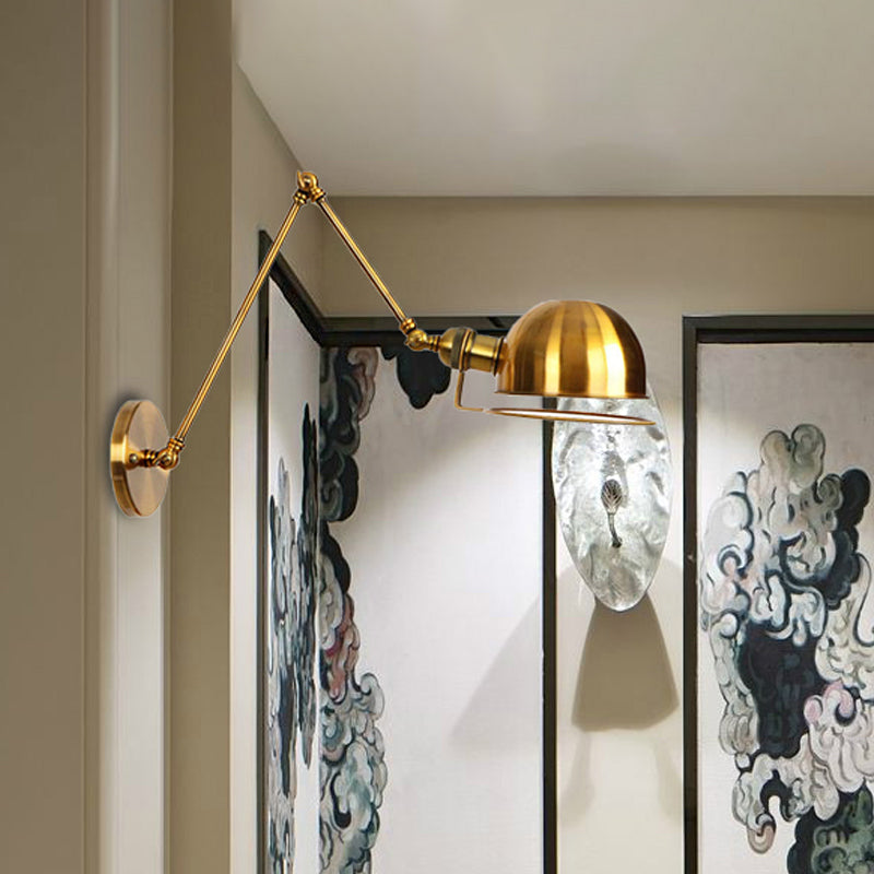 Avtoit | 1 Light Swing Arm Wall Lighting Vintage Style Brass/Copper Metal Wall Mount Light with Bowl Shade