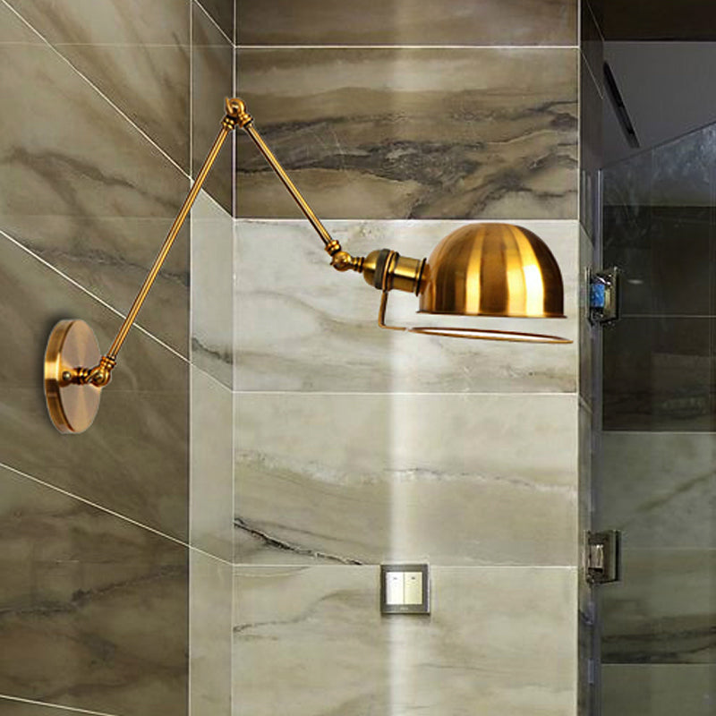 Avtoit | 1 Light Swing Arm Wall Lighting Vintage Style Brass/Copper Metal Wall Mount Light with Bowl Shade