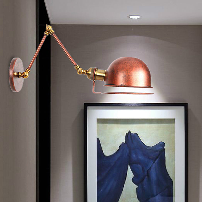 Avtoit | 1 Light Swing Arm Wall Lighting Vintage Style Brass/Copper Metal Wall Mount Light with Bowl Shade