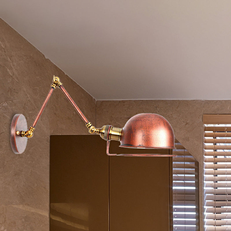 Avtoit | 1 Light Swing Arm Wall Lighting Vintage Style Brass/Copper Metal Wall Mount Light with Bowl Shade