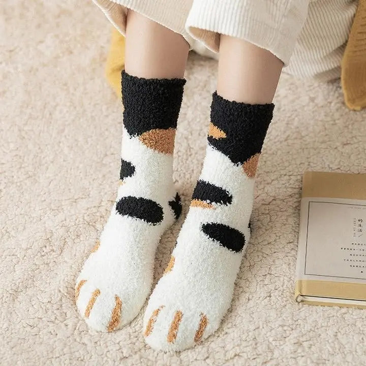 Avtoit | Cozy Cat Paw Socks – Plush Fleece Ankle Socks with Elastic Fit