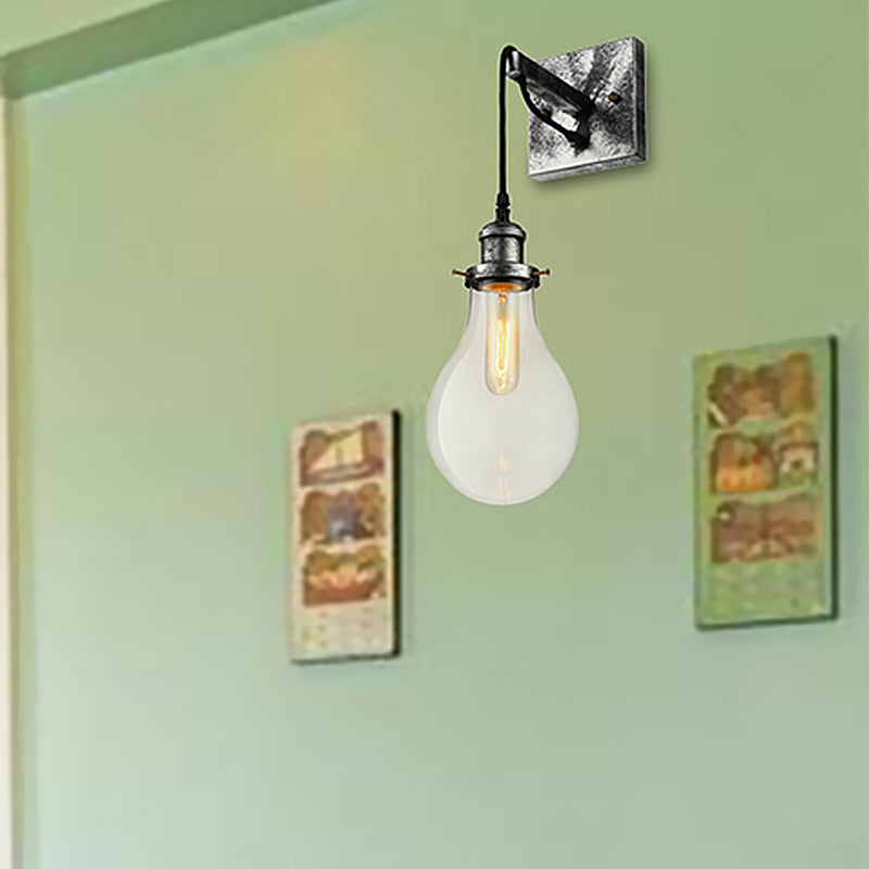 Avtoit | Black Bulb Shade Wall Light Industrial Clear Glass 1 Light Living Room Wall Lights Fixture