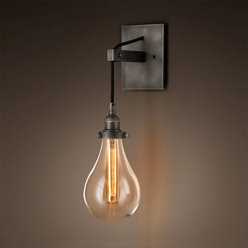 Avtoit | Black Bulb Shade Wall Light Industrial Clear Glass 1 Light Living Room Wall Lights Fixture