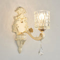 Avtoit | Cylinder Wall Light Modern Clear Dimpled Glass 1/2 Heads Gold Wall Mounted Light with Crystal Drops