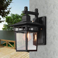 Avtoit | Lantern Clear Glass Wall Hanging Lamp Industrial Single Bulb Veranda Wall Light in Black