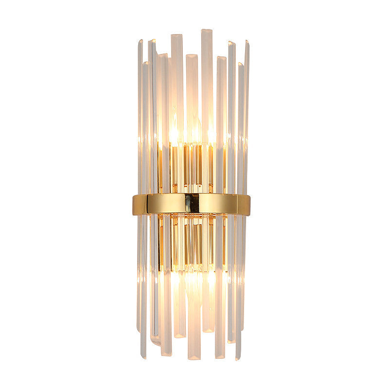 Avtoit | Cylinder Wall Light Modern Three-Sided Crystal Rod 2 Heads Gold Wall Light